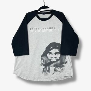 Geico Insurance Caveman Baseball Tee Mens Gray Black Funny Promo Size L